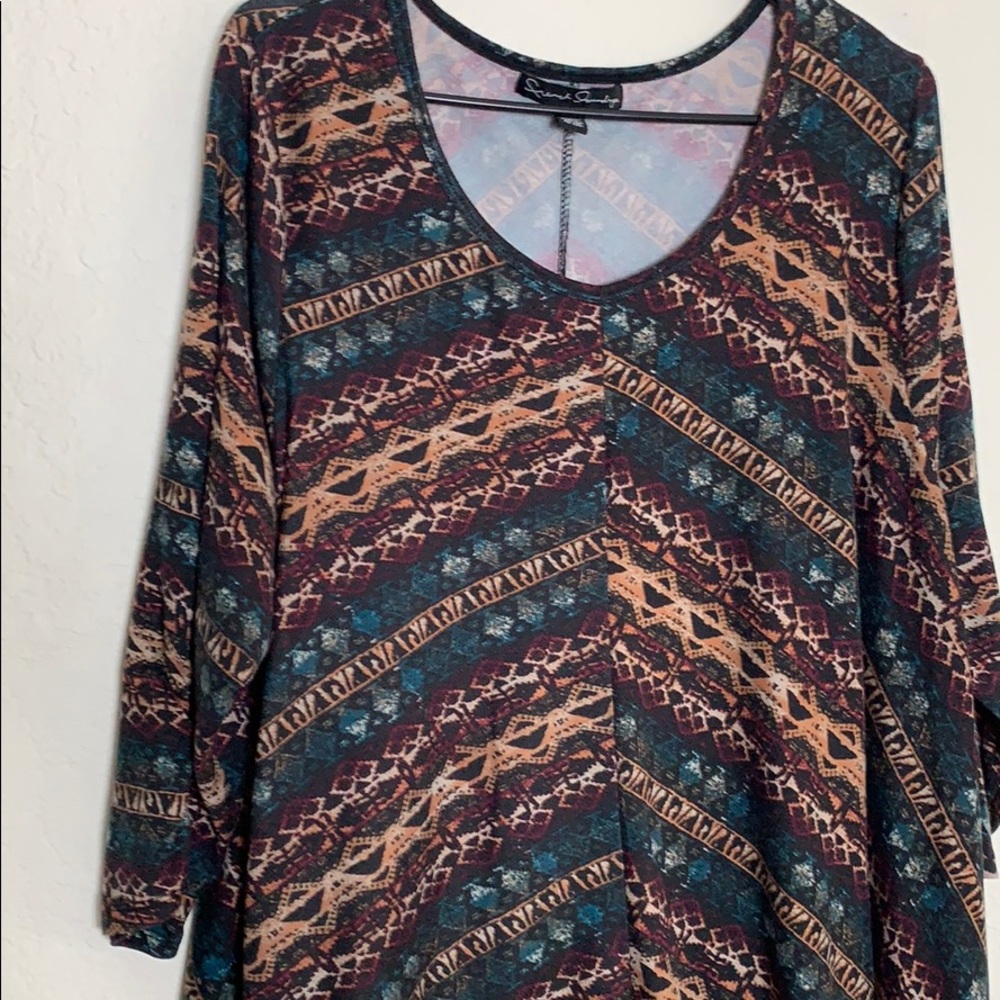 FRENCH LAUNDRY Black Print Asymmetrical Top Plus Size 2X - Picture 3 of 12